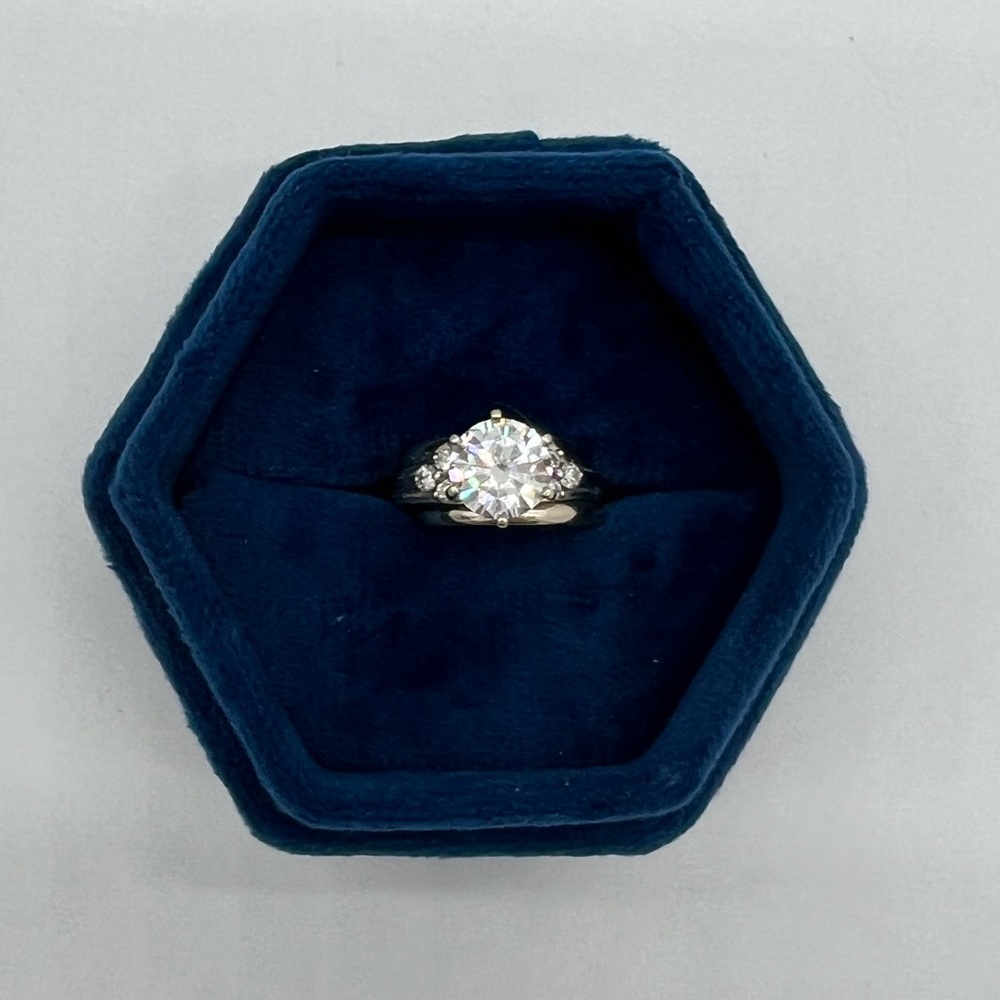 White Gold Engagement and Wedding Bands Set